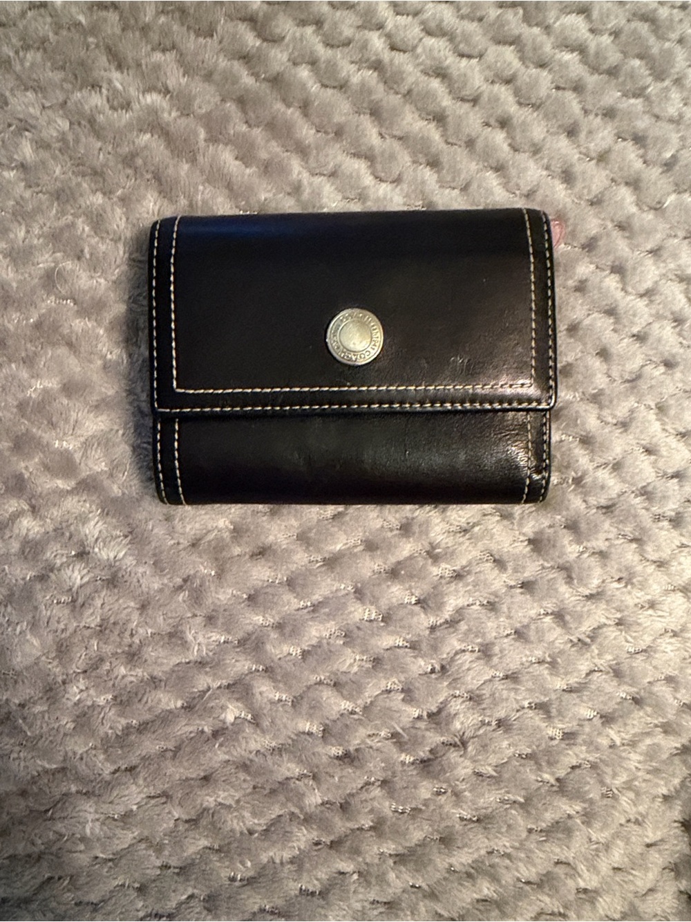 Coach Black and pink Leather Trifold Wallet with Contrast Stitching